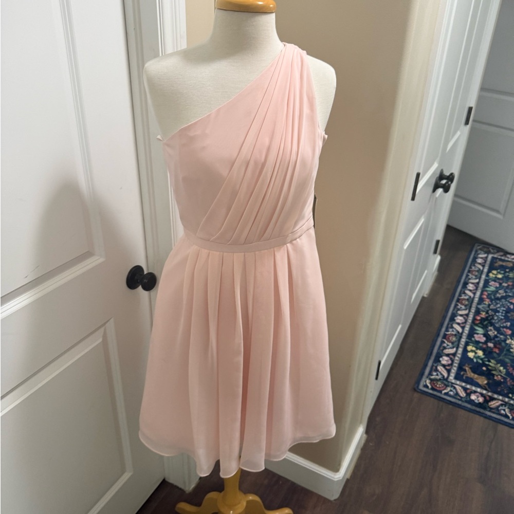 Weddington Way One-Shoulder Blush Pink Chiffon Dress